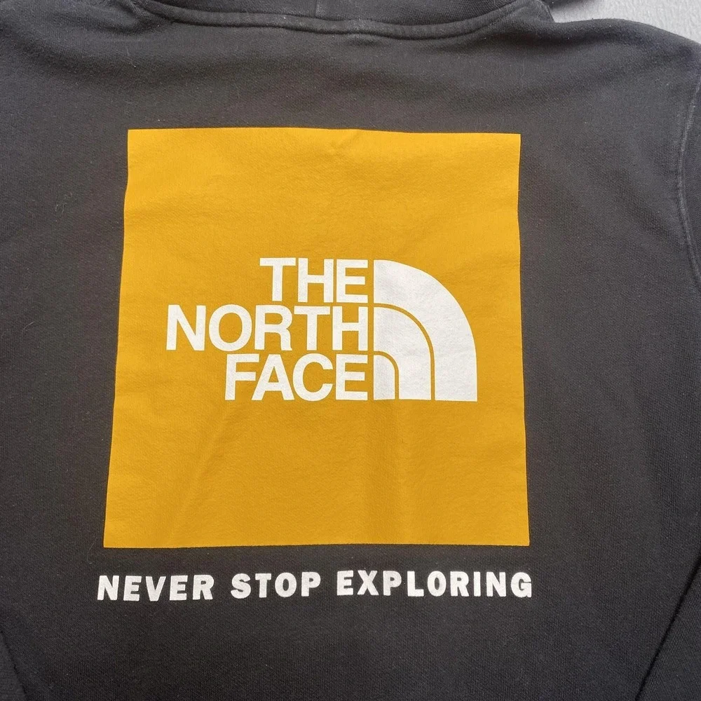 The North Face Hoodie Sweatshirt Mens Large Black‎ Fleece Pullover Back Graphic